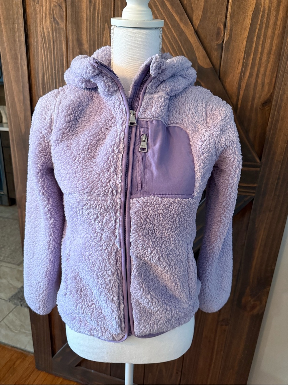 Madden Girl Lavender Plush Sherpa Hooded Zip Jacket